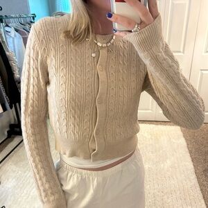 Women’s Knit Button-Down Cardigan: Beige